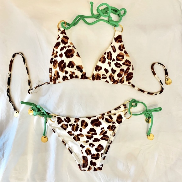 SOFIA by ViX Other - SOFIA by Vix Leopard Print & Green String Bikini